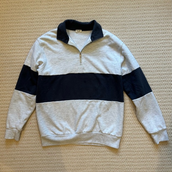 Brandy Melville Tops - Brandy Melville John Galt Navy Gray Quarter Zip